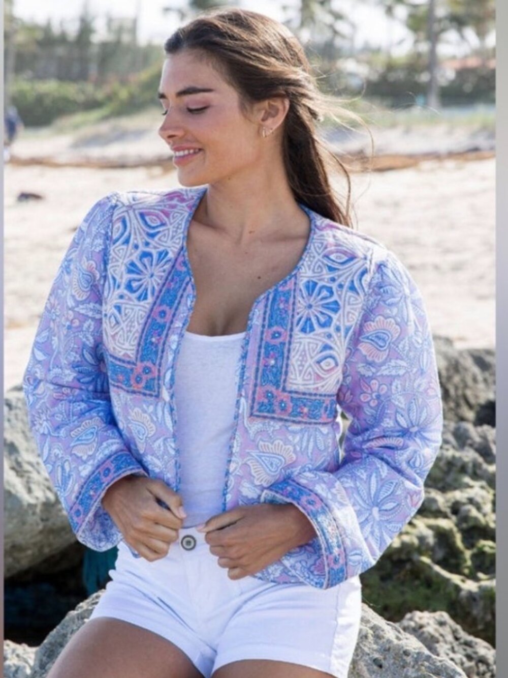 NWT Bella Tu Floral Cropped Cotton Jacket. Size S